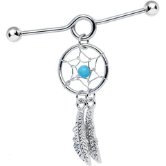 14G Faux Turquoise Southwest Dreamcatcher Dangle Project Bar 38mm