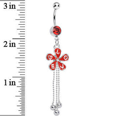 Red Gem Blooming Love Red Spring Flower Dangle Belly Ring