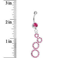 Pink Gem Paved Double Eight Dangle Belly Ring