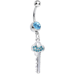 Aqua Gem Jazzy Glam Key Dangle Belly Ring