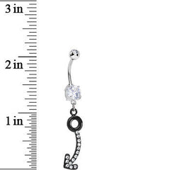 Clear Gem Black Glamour Arrow Dangle Belly Ring
