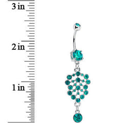Teal Blue Gem Pool of Sparkle Dangle Belly Ring