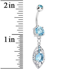 Aqua Gem Glamorous Falling Leaf Dangle Belly Ring