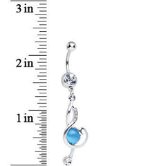 Clear Gem Aqua Bell Musical Note Dangle Belly Ring