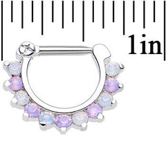 14G 5/16 Alluring Faux Opal Sparkling Gem Septum Clicker