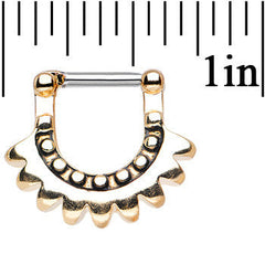 14G 5/16 Gold Tone Aztec Moon Septum Clicker