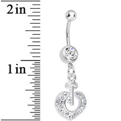 Crystalline Gem Your Heart Has the Key Dangle Belly Ring