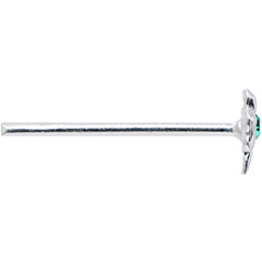 925 Sterling Silver 22G Green CZ Shamrock Bendable Nose Bone