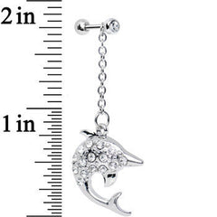 Clear Gem Bottlenose Dolphin Dangle Cartilage Tragus Earring