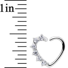 16G Clear CZ  Heart Right Closure Daith Cartilage Tragus Earring