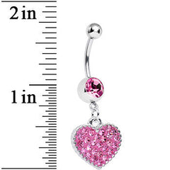 Pink Gem Morning Sunrise Heart Belly Ring