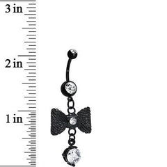 Clear Gem Going to a Formal Black Bow Tie Dangle Belly Ring