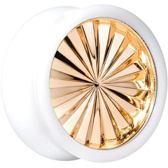 White Acrylic Gold Flashy Tire Rim Saddle Plug 2G to 20mm