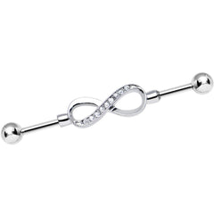 Clear Gem Endless Elegance Infinity Symbol Industrial Barbell 38mm