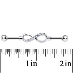 Clear Gem Endless Elegance Infinity Symbol Industrial Barbell 38mm