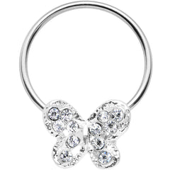 16G 7/16 Clear Gem Soaring Butterfly BCR Captive Ring