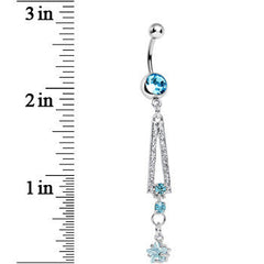 Aqua Gem Cosmopolitan Art Deco Triangle Dangle Belly Ring