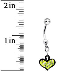Yellow Gem Black Framed Keyhole Heart Dangle Belly Ring