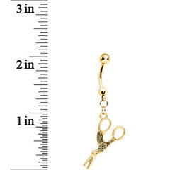 Gold Plated Optical Illusion Scissor Dangle Belly Ring