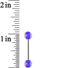 14G Acrylic Purple Deepness Stripe Straight Barbell Tongue Ring