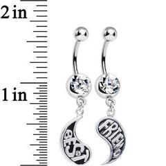 Clear Gem Rainy Day Best Friend Raindrop Dangle Belly Ring Set