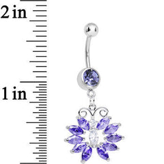 Purple Cubic Zirconia Queen of Spring Butterfly Dangle Belly Ring