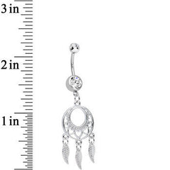 Clear Double CZ Lost in Dreamland Dreamcatcher Dangle Belly Ring