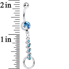 Aqua Gem Zig Zag Ribbon Door Knocker Dangle Belly Ring