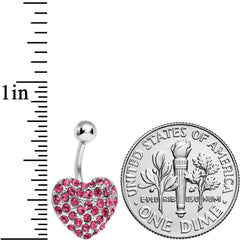 Pink Gem Flash of Love Heart Belly Ring