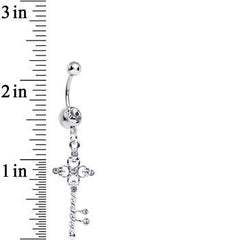 Clear Gem Sparkling Twisted Key Dangle Belly Ring