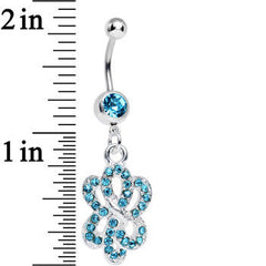 Aqua Gem Sparkling Sailor Knot Dangle Belly Ring