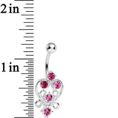 Pink Gem Lovely in Lace Heart Belly Ring
