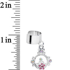Pink and Aurora Gem Reigning Princess Crown Dangle Ear Cuff