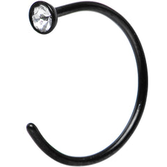 20G 3/8 Clear Gem Black Anodized Titanium Nose Hoop