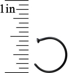 20G 3/8 Clear Gem Black Anodized Titanium Nose Hoop