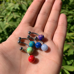 Clear Gem Terra Firma Planetary Aqua Stone Belly Ring
