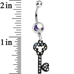 Aurora Gem Eternal Secret Black Key Dangle Belly Ring