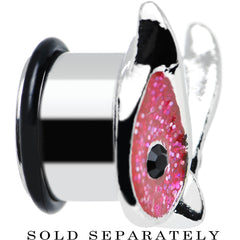9/16 Pink Glitter Festive Owl Single Flare Steel Plug
