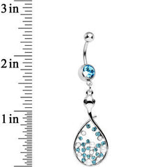 Aqua Cubic Zirconia Bubbling Snake Dangle Belly Ring