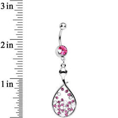 Pink Cubic Zirconia Bubbling Snake Dangle Belly Ring