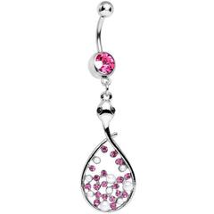 Pink Cubic Zirconia Bubbling Snake Dangle Belly Ring
