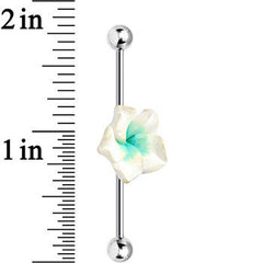 Light Green White Beautiful Blossoming Flower Industrial Barbell 37mm
