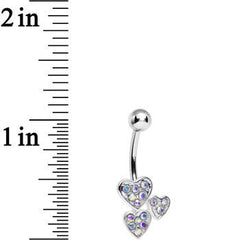 Aurora Gem Trebled Heart Belly Ring