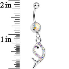 Aurora Gem Companion of Neptune Fish Dangle Belly Ring