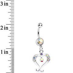 Aurora Gem Fanciful Arched Heart Dangle Belly Ring