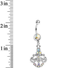 Aurora Gem Shimmering Divine Fan Dangle Belly Ring