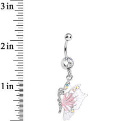 Clear Cubic Zirconia Captivating Butterfly Dangle Belly Ring