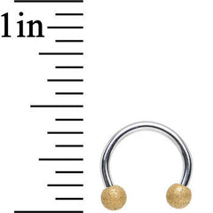 16G 5/16 Gold Tone Sandblasted Ball Ends Horseshoe Barbell