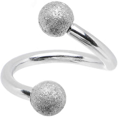 16G 5/16 Silver Sandblasted Steel Spiral Barbell 3mm Ball
