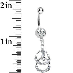 Clear Gem Double Ring of Bling Dangle Belly Ring
